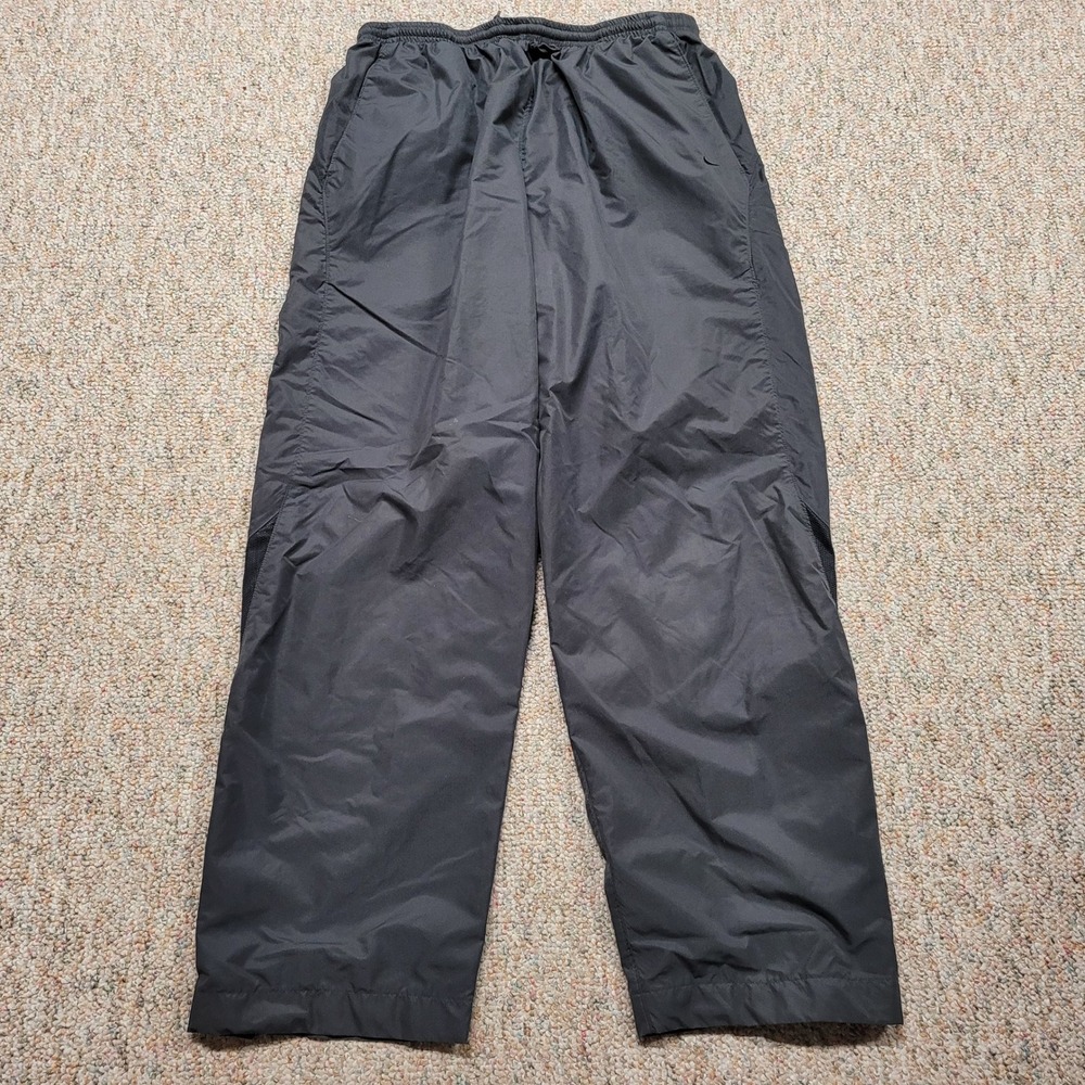 Nike Track Pants Mens XL Black Mesh Lined Windbreaker Ankle Zip Swoosh